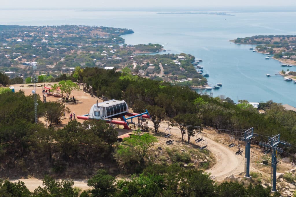 Spider Mountain's Texas Eagle with Lake Buchanan in the back all located in Burnet County